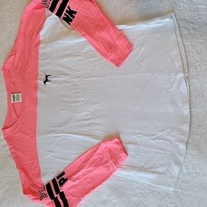 PINK Victoria's Secret size S Pink, White & Black Open Back Long Sleeve …